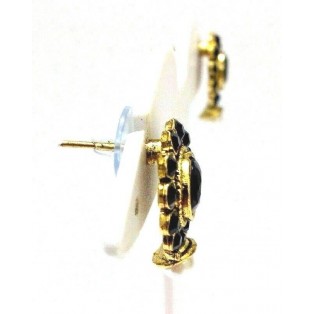 Gold Oxidized Women Earring Stud Jewelry PushBack Classy Gift Rhinestones Bead 4